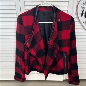 Red and Black Plaid Women's Jacket